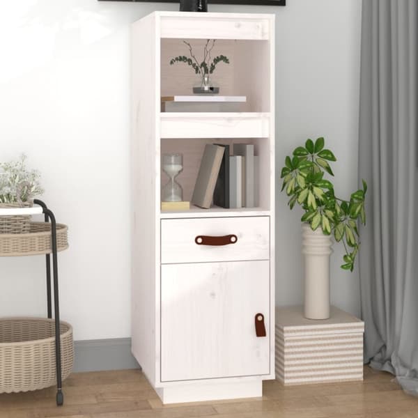 vidaXL højskab 34x40x108,5 cm massivt fyrretræ hvid