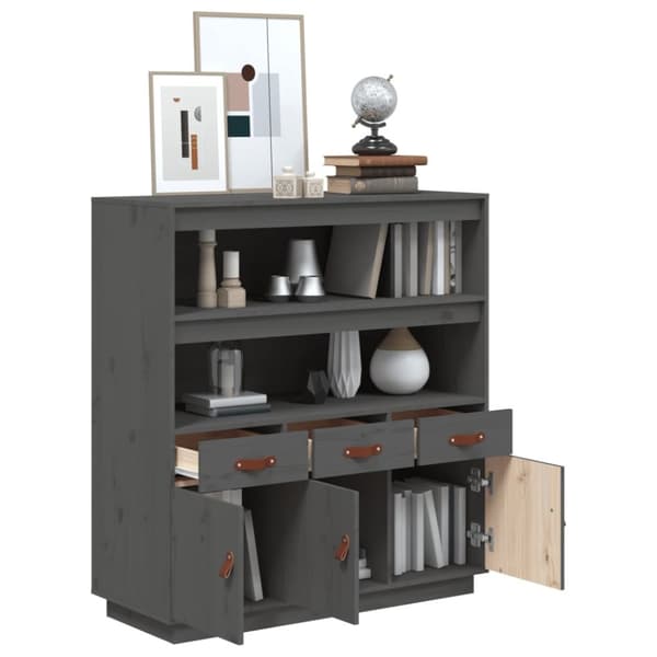 vidaXL højskab 100x40x108,5 cm massivt fyrretræ grå