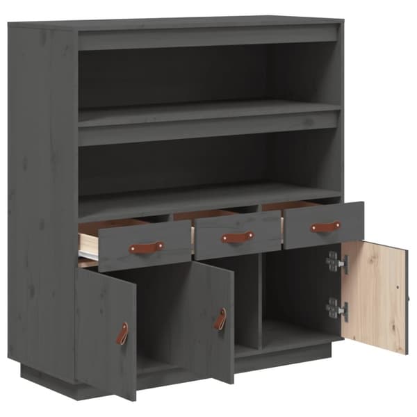 vidaXL højskab 100x40x108,5 cm massivt fyrretræ grå