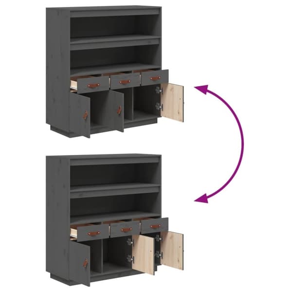 vidaXL højskab 100x40x108,5 cm massivt fyrretræ grå