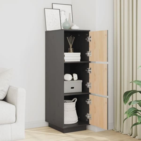 vidaXL højskab 34x40x108,5 cm massivt fyrretræ grå