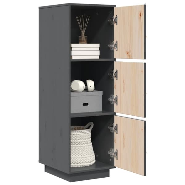 vidaXL højskab 34x40x108,5 cm massivt fyrretræ grå