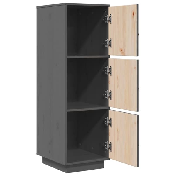 vidaXL højskab 34x40x108,5 cm massivt fyrretræ grå