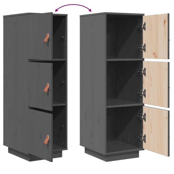 vidaXL højskab 34x40x108,5 cm massivt fyrretræ grå