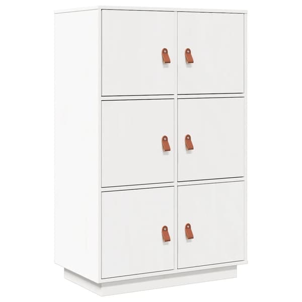 vidaXL højskab 67x40x108,5 cm massivt fyrretræ hvid
