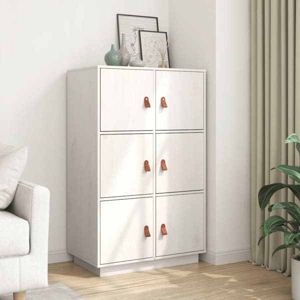 vidaXL højskab 67x40x108,5 cm massivt fyrretræ hvid