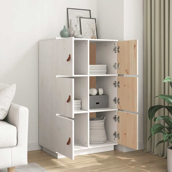 vidaXL højskab 67x40x108,5 cm massivt fyrretræ hvid