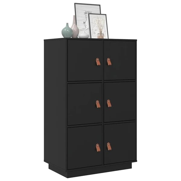vidaXL højskab 67x40x108,5 cm massivt fyrretræ sort