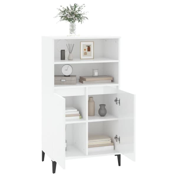 vidaXL skab 60x36x110 cm konstrueret træ hvid højglans
