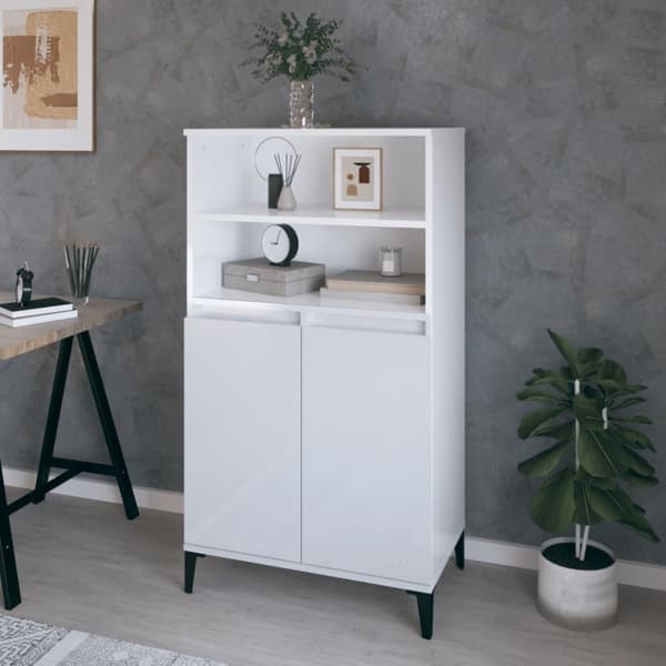 vidaXL skab 60x36x110 cm konstrueret træ hvid højglans