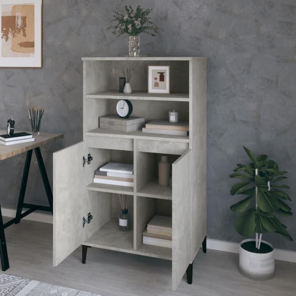 vidaXL Kaappi betoninharmaa 60x36x110 cm tekninen puu