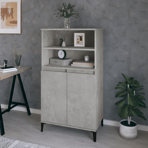 vidaXL Kaappi betoninharmaa 60x36x110 cm tekninen puu
