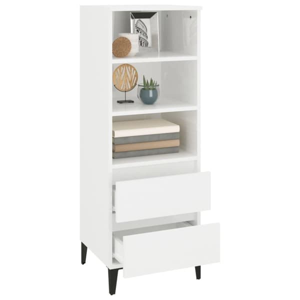 vidaXL Highboard høyglans hvit 40x36x110 cm konstruert tre