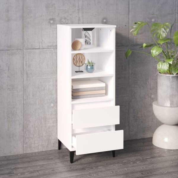 vidaXL højskab 40x36x110 cm konstrueret træ hvid højglans