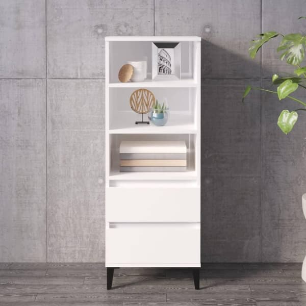 vidaXL højskab 40x36x110 cm konstrueret træ hvid højglans