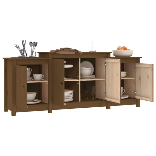 vidaXL skænk 164x37x68 cm massivt fyrretræ gyldenbrun