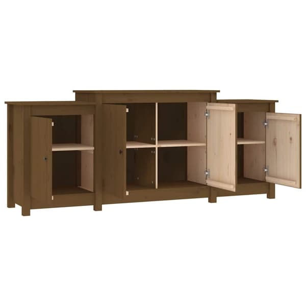 vidaXL skænk 164x37x68 cm massivt fyrretræ gyldenbrun