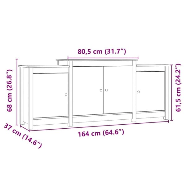 vidaXL skænk 164x37x68 cm massivt fyrretræ gyldenbrun