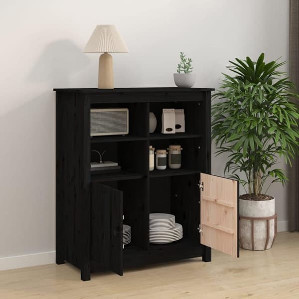 vidaXL Skjenk svart 83x41,5x100 cm heltre furu