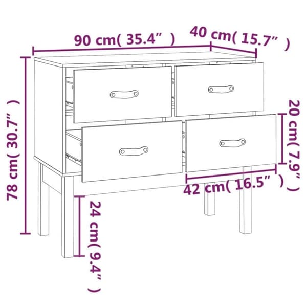 vidaXL Konsolbord svart 90x40x78 cm massiv furu