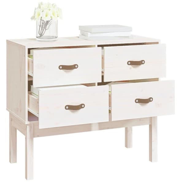 vidaXL Konsollskap hvit 90x40x78 cm heltre furu