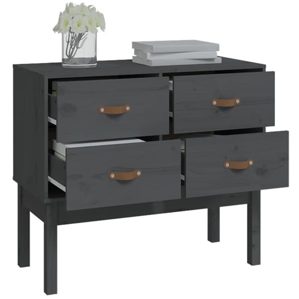 vidaXL Konsollskap grå 90x40x78 cm heltre furu