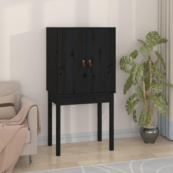 vidaXL Vitrinskåp svart 60x40x120 cm massiv furu