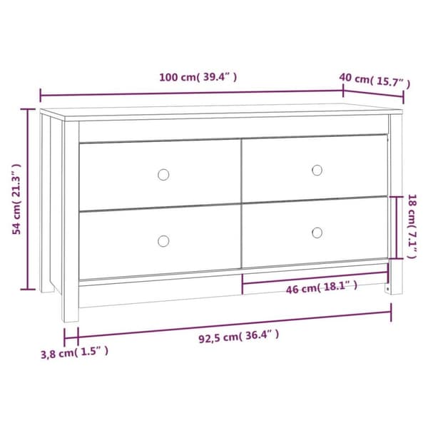 vidaXL Sideskap 100x40x54 cm heltre furu