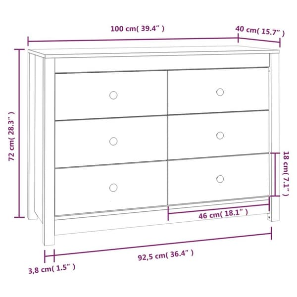 vidaXL Sideskap honningbrun 100x40x72 cm heltre furu