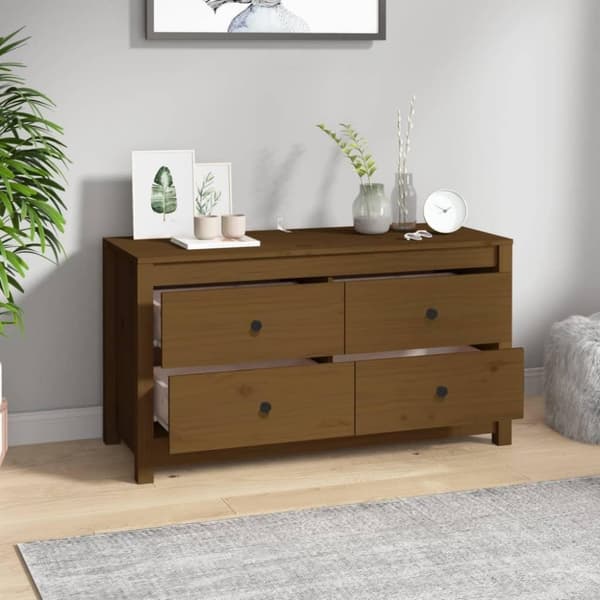 vidaXL Sidoskåp honungsbrun 100x40x54 cm massiv furu