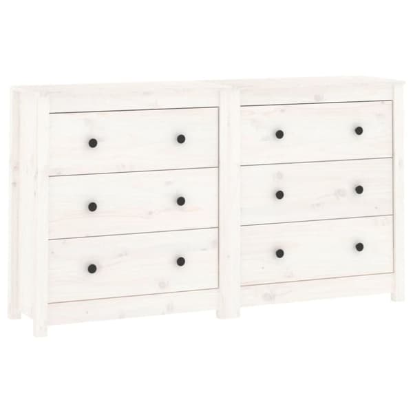 vidaXL Skänk vit 140x35x80 cm massiv furu