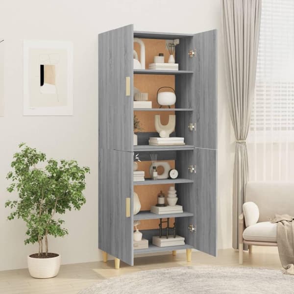 vidaXL Highboard grå sonoma 70x34x180 cm konstruert tre