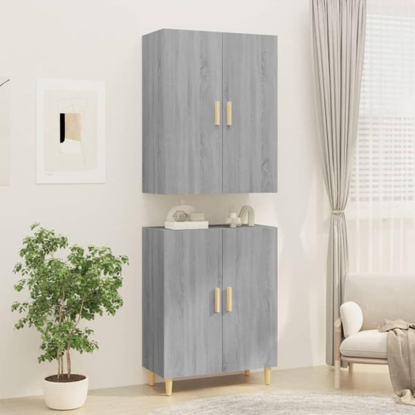vidaXL Highboard grå sonoma 70x34x180 cm konstruert tre