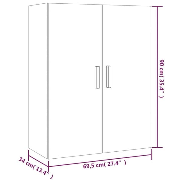 vidaXL Highboard grå sonoma 70x34x180 cm konstruert tre