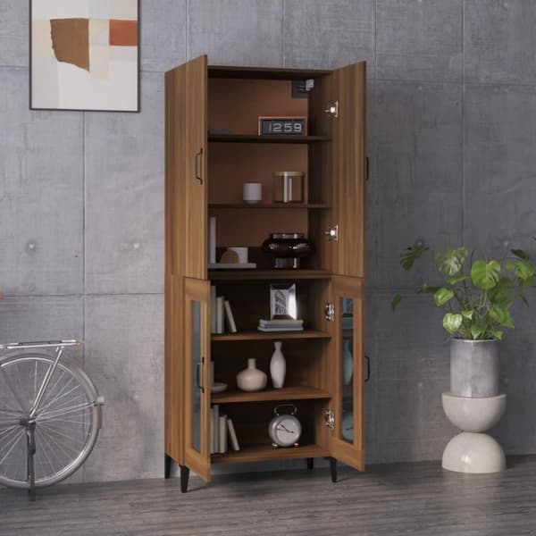 vidaXL Highboard brun eik 69,5x34x180 cm konstruert tre