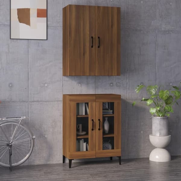 vidaXL Highboard brun eik 69,5x34x180 cm konstruert tre