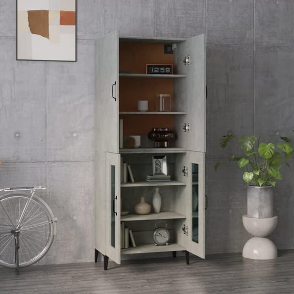 vidaXL Highboard betong grå 69,5x34x180 cm konstruert tre