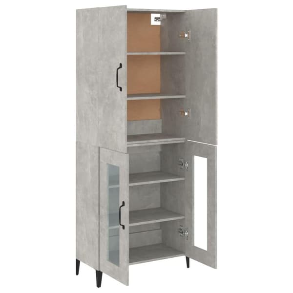 vidaXL Highboard betong grå 69,5x34x180 cm konstruert tre