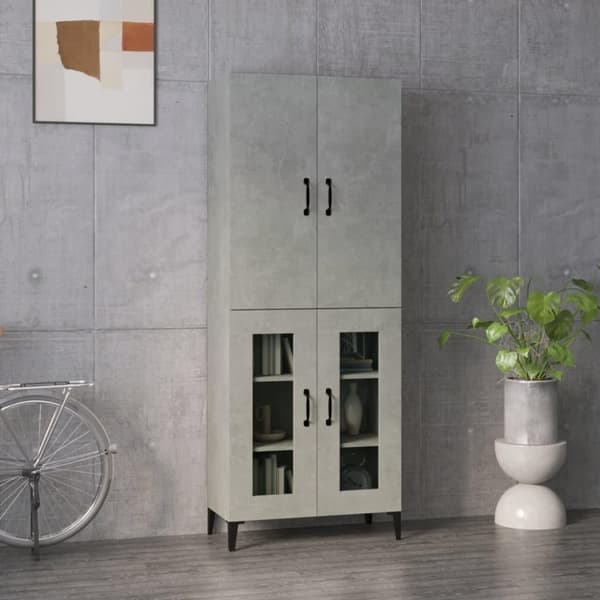 vidaXL Highboard betong grå 69,5x34x180 cm konstruert tre