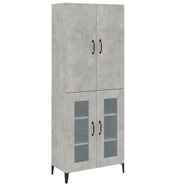 vidaXL Highboard betong grå 69,5x34x180 cm konstruert tre