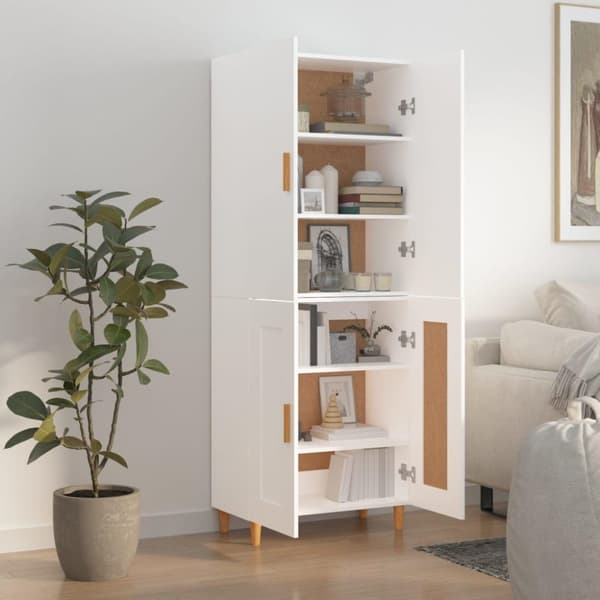 vidaXL Highboard hvit 70x34x180 cm konstruert tre