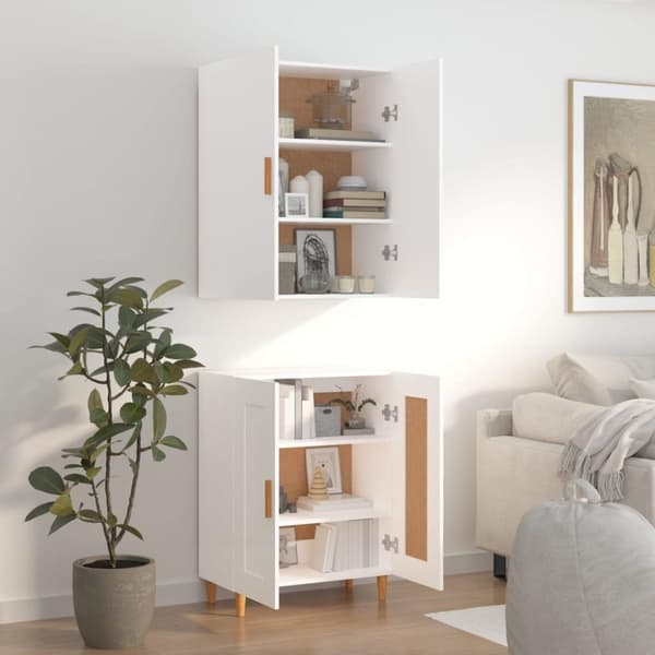vidaXL Highboard hvit 70x34x180 cm konstruert tre
