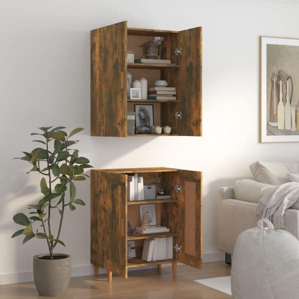 vidaXL Highboard røkt eik 70x34x180 cm konstruert tre