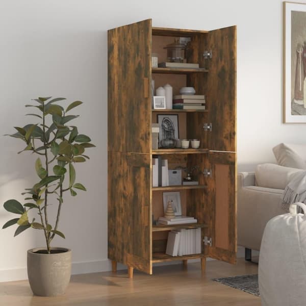 vidaXL Highboard røkt eik 70x34x180 cm konstruert tre