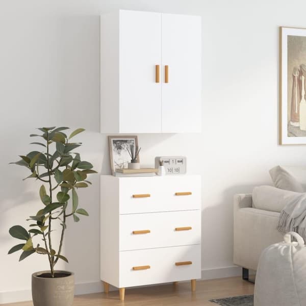 vidaXL Highboard hvit 70x34x180 cm konstruert tre