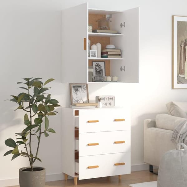 vidaXL Highboard hvit 70x34x180 cm konstruert tre