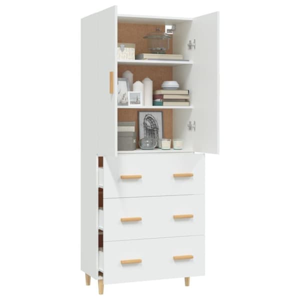 vidaXL Highboard hvit 70x34x180 cm konstruert tre