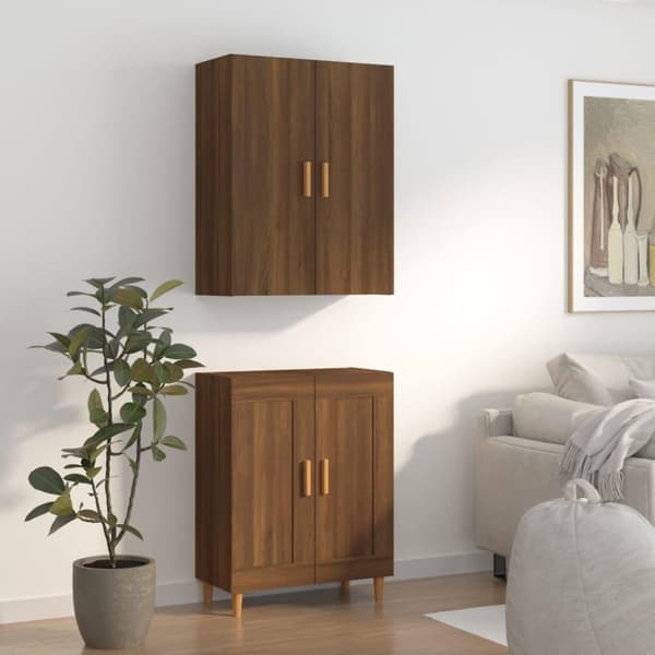 vidaXL Highboard brun eik 70x34x180 cm konstruert tre