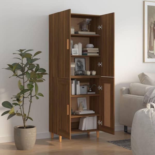 vidaXL Highboard brun eik 70x34x180 cm konstruert tre