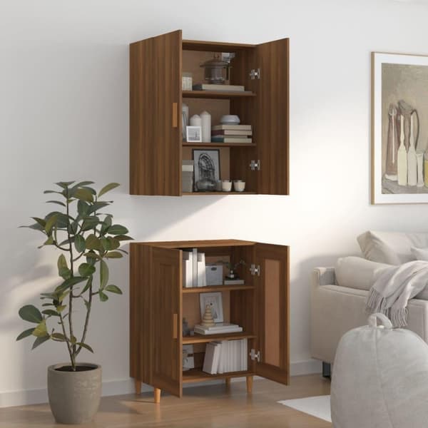 vidaXL Highboard brun eik 70x34x180 cm konstruert tre